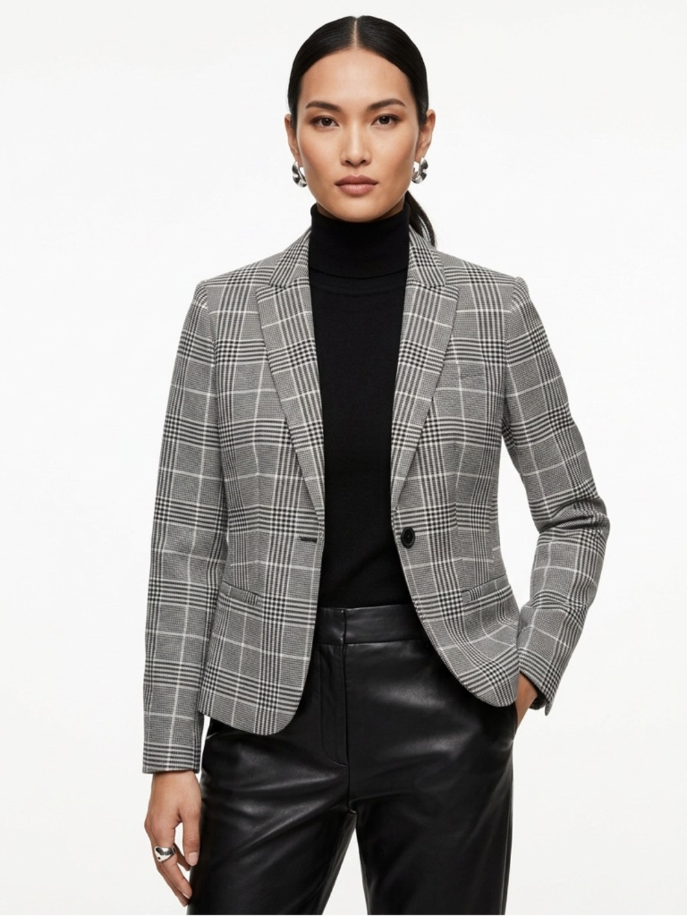 Banana Republic Gray Plaid Tailored Women's Blazer